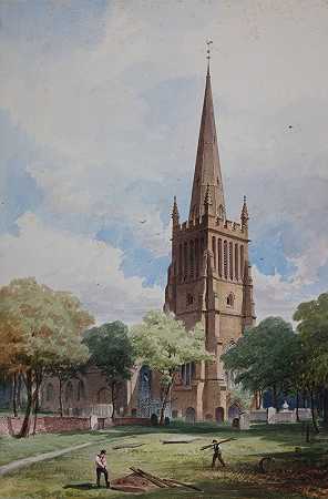 阿斯顿教堂`Aston Church (1850~1880) by Elijah Walton
