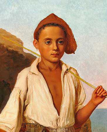 卡普里渔夫男孩的肖像`Portrait Of A Fisherman Boy From Capri