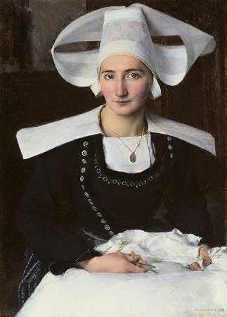来自布列塔尼的女人`Woman from Brittany (1886) by Pascal-Adolphe-Jean Dagnan-Bouveret