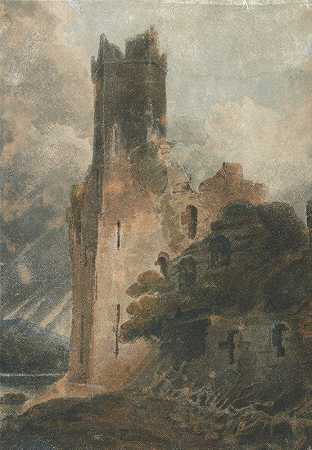 城堡塔楼（卡纳文城堡）`A Castle Tower (Caernarvon Castle) by John Sell Cotman