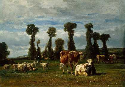诺曼底牧场`Pasture in Normandy (1852) by Constant Troyon
