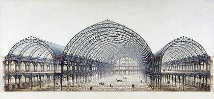 1855年世界博览会——工业宫，横截面`Universal Exhibition 1855 – Palace of Industry, Cross Section