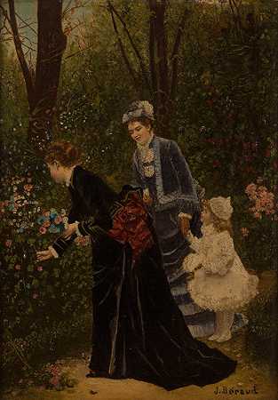 在花园里`Au jardin (1880) by Marie-François Firmin-Girard