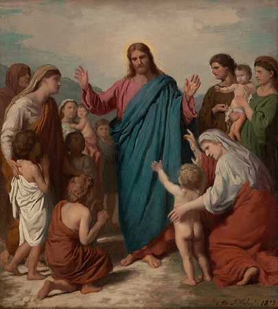 孩子们中间的基督`Le Christ au milieu des enfants (1873) by Charles Henri Hilaire Michel