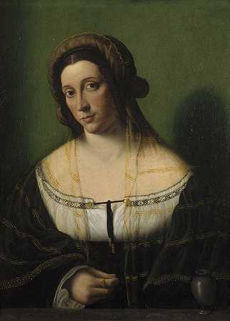 玛丽·玛格达伦女士的肖像`Portrait of a Lady as Mary Magdalen by Bartolomeo Veneto