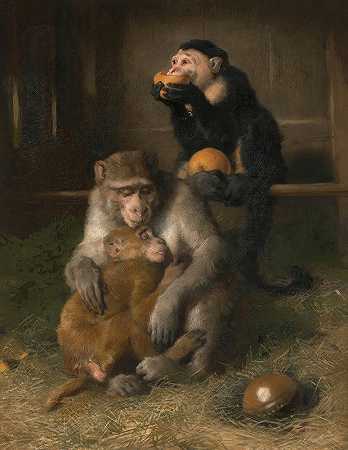 博士Let’她在动物园拜访了穷人`Doctors Visit To Poor Relations At The Zoological Gardens by Sir Edwin Henry Landseer