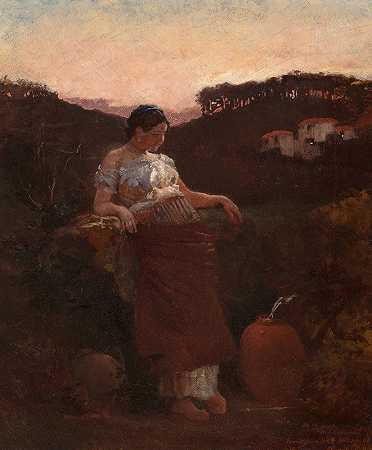 在井边`At the Well (circa 1867~81) by Edwin Howland Blashfield