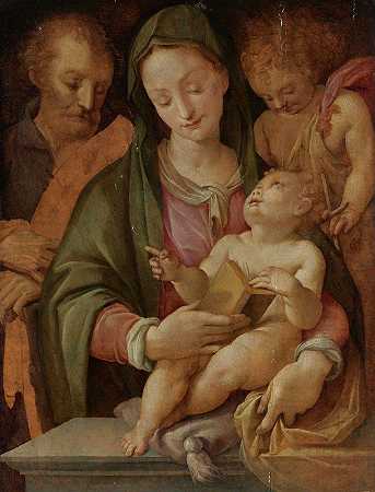 圣洁的家庭和婴儿施洗约翰`Holy Family With The Infant John The baptist by Tommaso d&;Antonio Manzuoli
