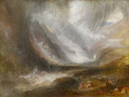 奥斯塔谷暴风雪、雪崩和雷暴`Valley of Aosta; Snowstorm, Avalanche, and Thunderstorm (1836~37) by Joseph Mallord William Turner