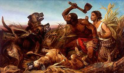 被猎杀的奴隶`The Hunted Slaves (1861) by Richard Ansdell
