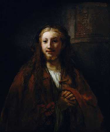 带着棍子的基督`Christ with a Staff by Follower of Rembrandt van Rijn