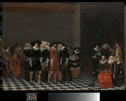 婚礼盛宴，传统上称为阿德里安·普洛斯·范·阿姆斯特尔和阿格尼斯·范·比勒的婚礼，1616`A Wedding Feast, traditionally called ;The Wedding of Adriaen Ploos van Amstel and Agnes van Bijler, 1616 (c. 1625) by Willem Cornelisz Duyster