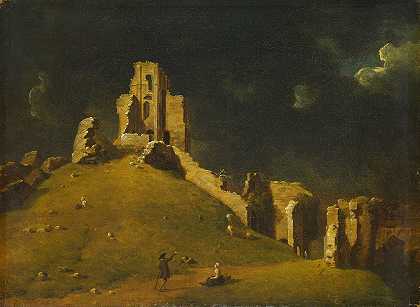 多塞特科夫城堡`Corfe Castle, Dorset (1764) by John Inigo Richards