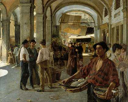 威尼斯式的集市`A Venetian Covered Market (1887) by Oscar Björck