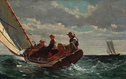 微风吹拂（顺风）`Breezing Up (A Fair Wind) (1873~1876) by Winslow Homer