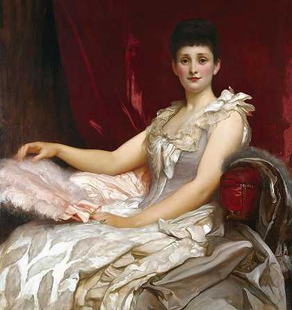 艾米·奥古斯塔的肖像，柯勒律治夫人`Portrait of Amy Augusta, Lady Coleridge by Frederic Leighton