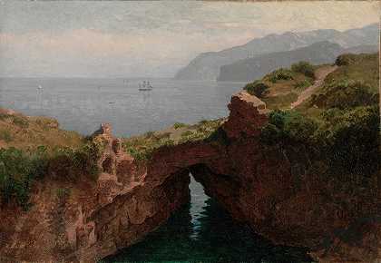 自然拱门，卡普里`Natural Arch, Capri (1856) by William Stanley Haseltine