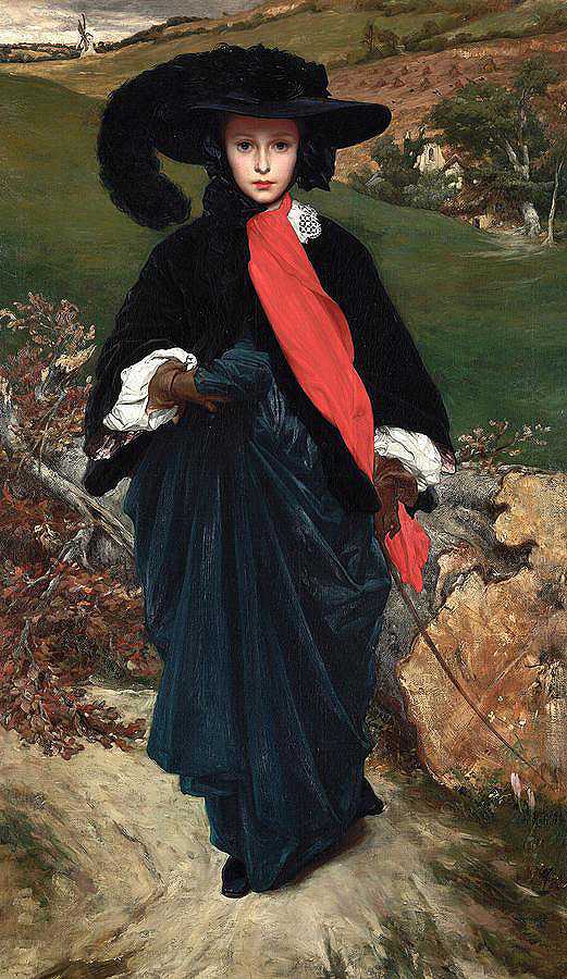玛丽·萨托里斯肖像`Portrait of Mary Satoris by Frederic Leighton