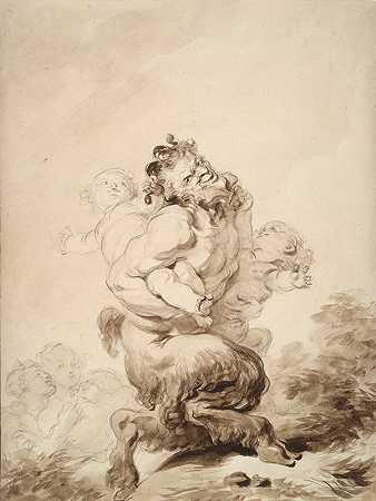 一个色狼取笑我`A Satyr Teased by Two Putti (ca. 1774–80) by Two Putti by Jean-Honoré Fragonard