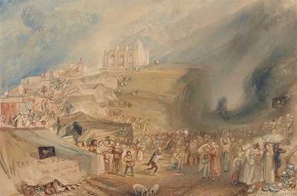 圣凯瑟琳萨里郡吉尔福德s山`Saint Catherines Hill, Guildford, Surrey (1830) by Joseph Mallord William Turner
