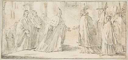 教皇和多格之间的会面`Meeting Between a Pope and Doge (1696–1770) by Giovanni Battista Tiepolo