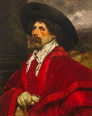 坐着的骑士`A Seated Cavalier by Ferdinand Roybet