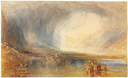弗吕伦，来自卢塞恩湖`Flüelen, from the Lake of Lucerne (1845) by Joseph Mallord William Turner