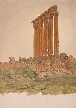 巴勒贝克宙斯神庙遗址`Ruins of the Temple of Zeus, Baalbek (1868) by Frederic Edwin Church