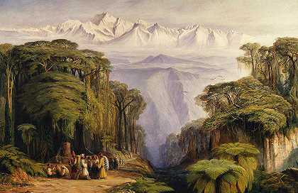 来自大吉岭的Kangchenjunga`Kangchenjunga from Darjeeling by Edward Lear