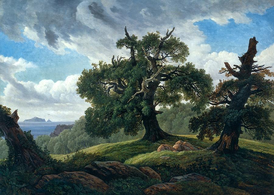 海边的橡树`Oak Trees by the Sea by Carl Gustave Carus