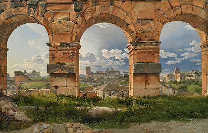 从巨像第三层的三个拱门望去`A View Through the Three Arches of the Third Storey of the Colossum by C W Eckersburg