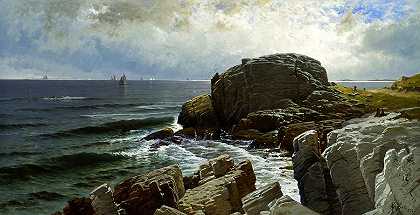 马布尔黑德城堡岩`Castle Rock, Marblehead by Alfred Thompson Bricher