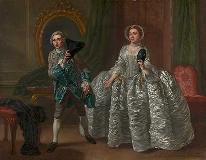 大卫·加里克和普里查德夫人在本杰明·霍德利s可疑的丈夫`David Garrick and Mrs. Pritchard in Benjamin Hoadleys ;The Suspicious Husband (1747) by Francis Hayman