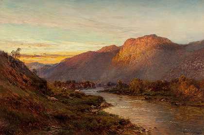 苏格兰格伦芬拉斯瀑布下`Below the Falls of Glenfinlas, Scotland by Alfred de Bréanski