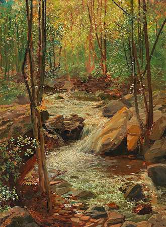 林地溪流`Woodland Stream by Alexander Demitrius Goltz