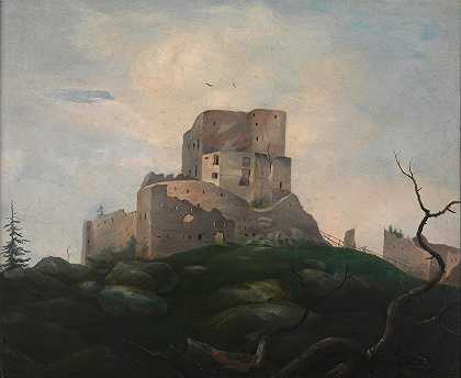 威廷豪森的废墟`Die Ruine Wittinghausen (ca. 1833–1835) by Adalbert Stifter