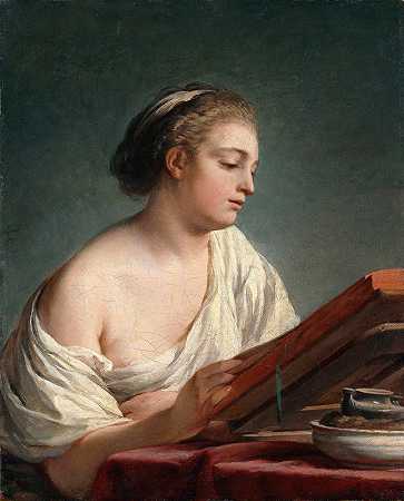 女性阅读`Woman Reading (1769) by Nicolas Bernard Lépicié