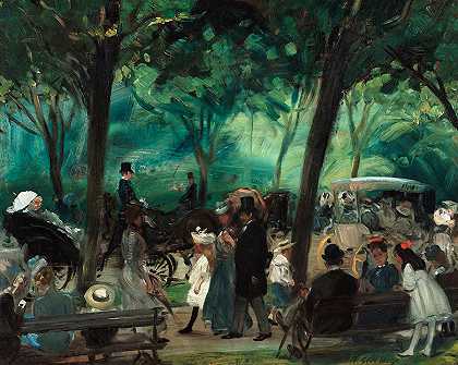 中央公园大道`The Drive, Central Park by William James Glackens