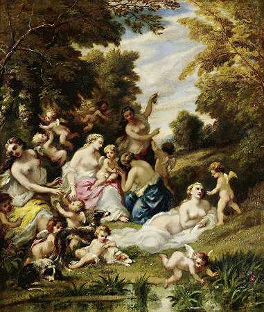情人节`La Fête Des Amours (1853) by Narcisse-Virgile Diaz de La Peña