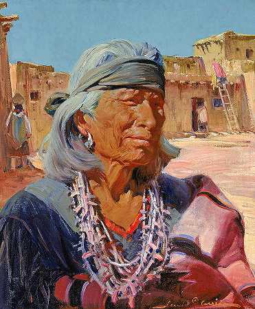 祖尼老人，大祭司`Old Man of Zuni, High Priest by Ira Cassidy