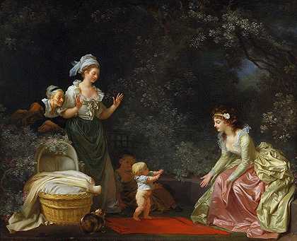 第一步`The First Steps (c. 1780~1785) by Jean-Honoré Fragonard