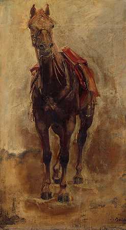 帕利考伯爵马术肖像的研究。`Étude de cheval pour le portrait équestre du comte de Palikao. (1876) by Paul-Jacques-Aimé Baudry