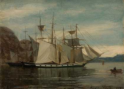 克列文，曼达尔`Kleven, Mandal (1858) by Amaldus Nielsen