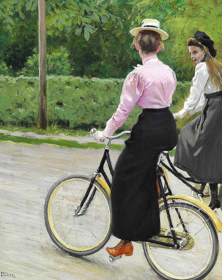 一个夏天骑自行车`On a Bike Ride one Summer Day by Paul Fischer