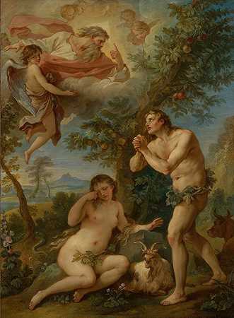 亚当和夏娃的谴责`The Rebuke of Adam and Eve (1740) by Charles-Joseph Natoire