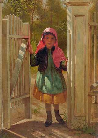 门口的女孩`Girl At The Doorway (1867) by John George Brown
