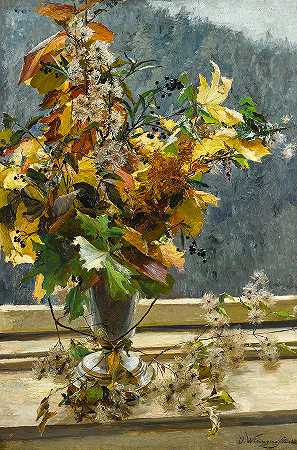 秋叶`Autumn Leaves by Olga Wisinger-Florian