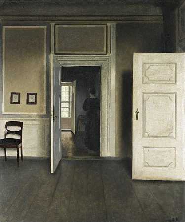 室内。绞死30`Interior. Strandgade 30 (1901) by Vilhelm Hammershøi