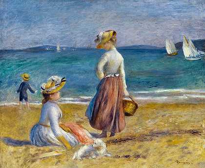 海滩上的人物`Figures on the Beach by Pierre-Auguste Renoir