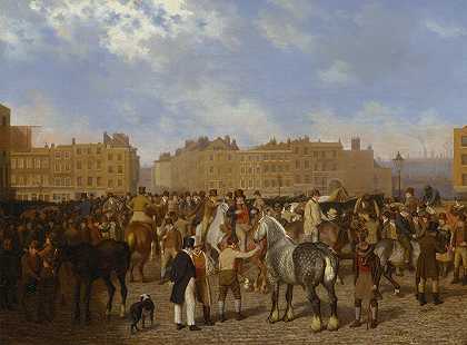 老史密斯菲尔德市场`Old Smithfield Market (ca. 1824) by Jacques-Laurent Agasse